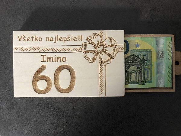 Drevená KrabičkaObálka na peniaze-Narodeniny vysunuta
